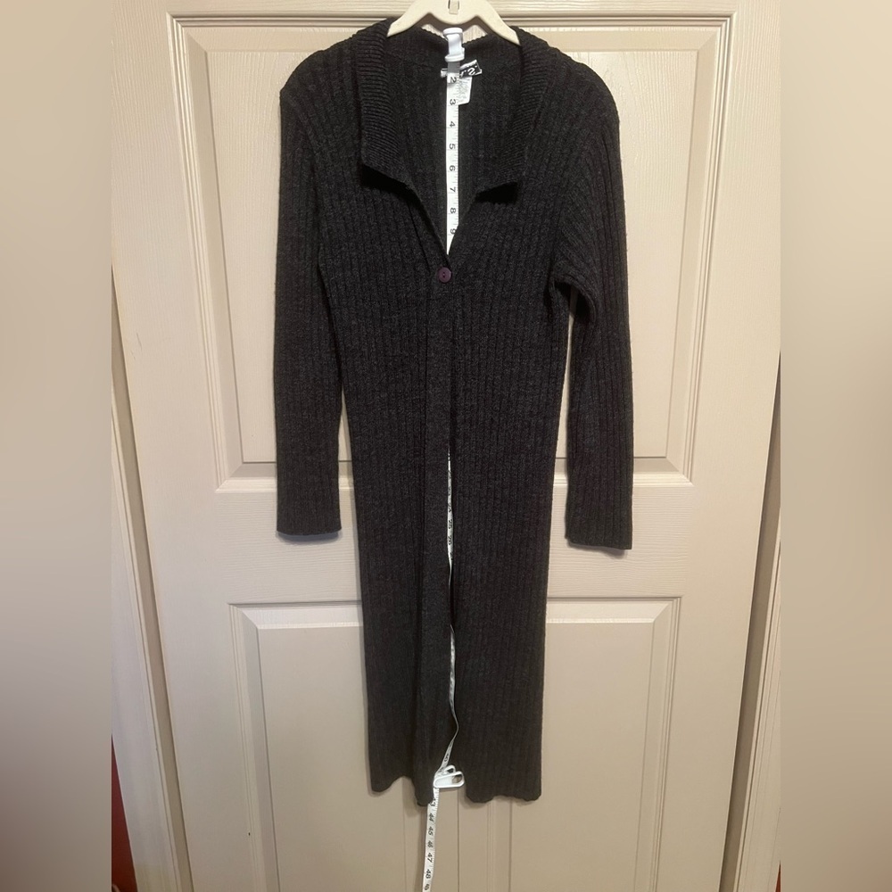 Dark Gray Ribbed Long Sweater by G.A.S. - Picture 5 of 8